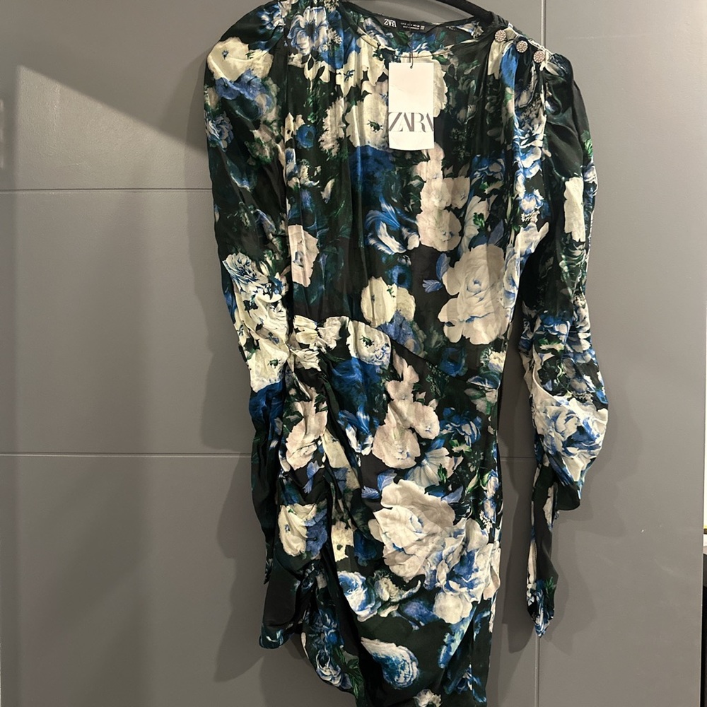 Zara Ruched Floral Dress